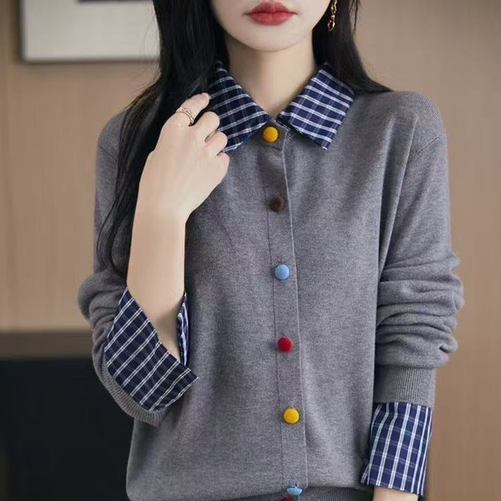 Damen Strickjacke mit bunten Knopfdetails Drune