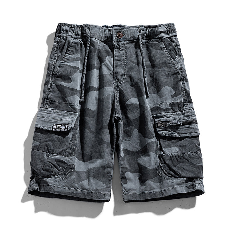 Herren Camouflage-Cargo-Shorts mit elastischem Tunnelzugbund und Multifachtaschen Drune