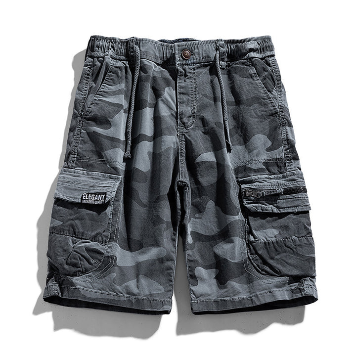 Herren Camouflage-Cargo-Shorts mit elastischem Tunnelzugbund und Multifachtaschen Drune