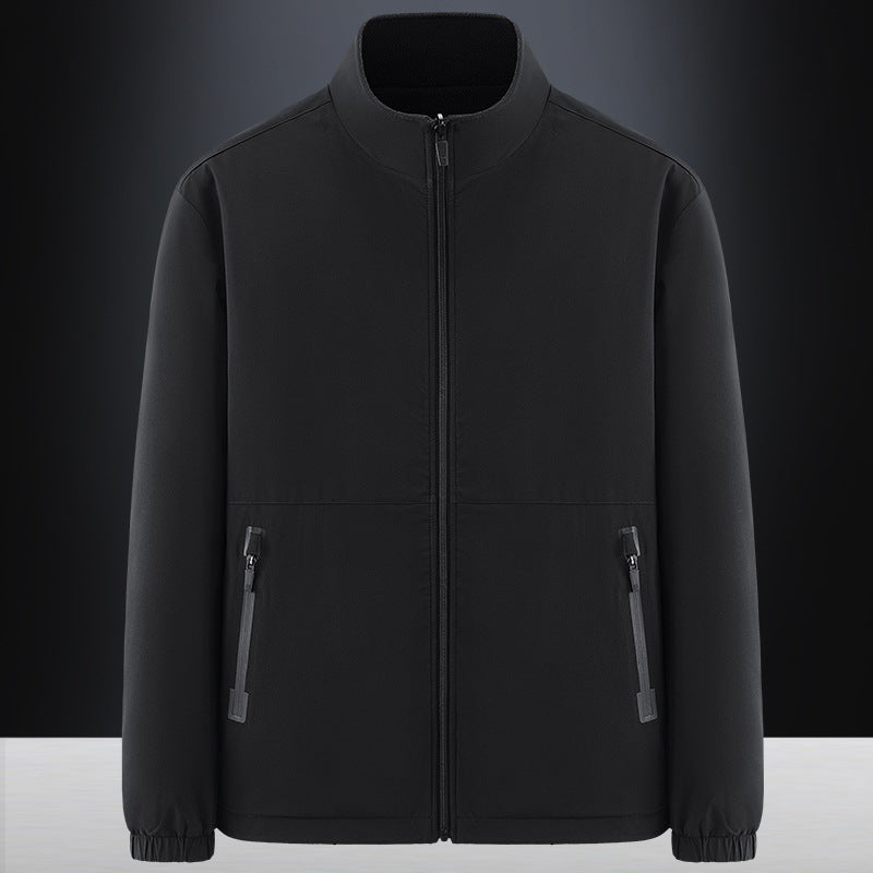 Herren Minimalistische technische Allwetter-Softshelljacke mit Stehkragen und wasserabweisenden Reißverschlüssen Drune