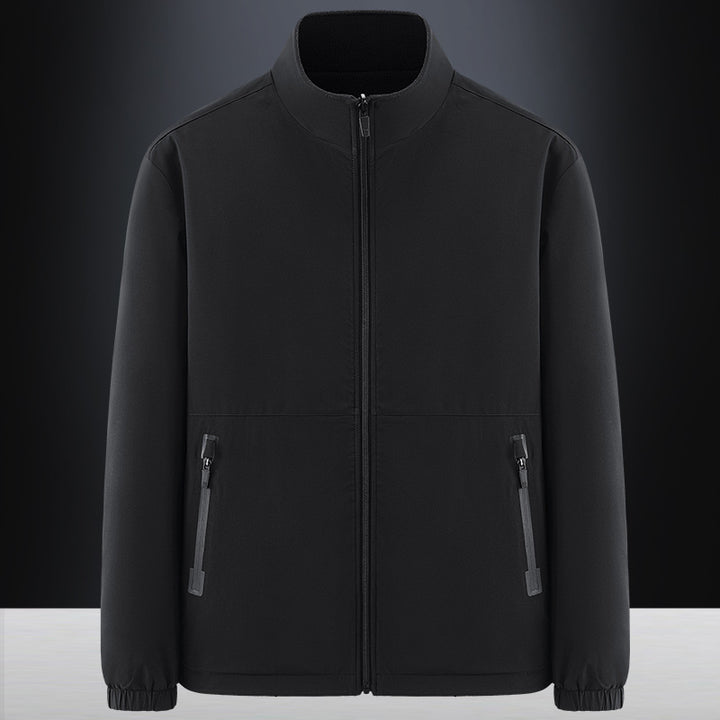 Herren Minimalistische technische Allwetter-Softshelljacke mit Stehkragen und wasserabweisenden Reißverschlüssen Drune