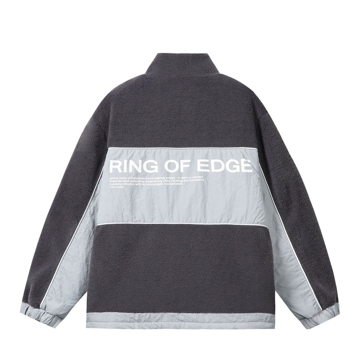 Unisex Oversize Fleece‑Fieldjacke mit Nylonpanels, hoher Stehkragen und Tunnelzug Drune