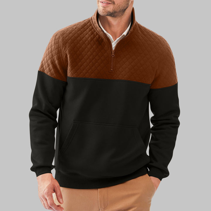 Herren Fleece-Pullover mit Steppdetails und hohem Kragen Drune