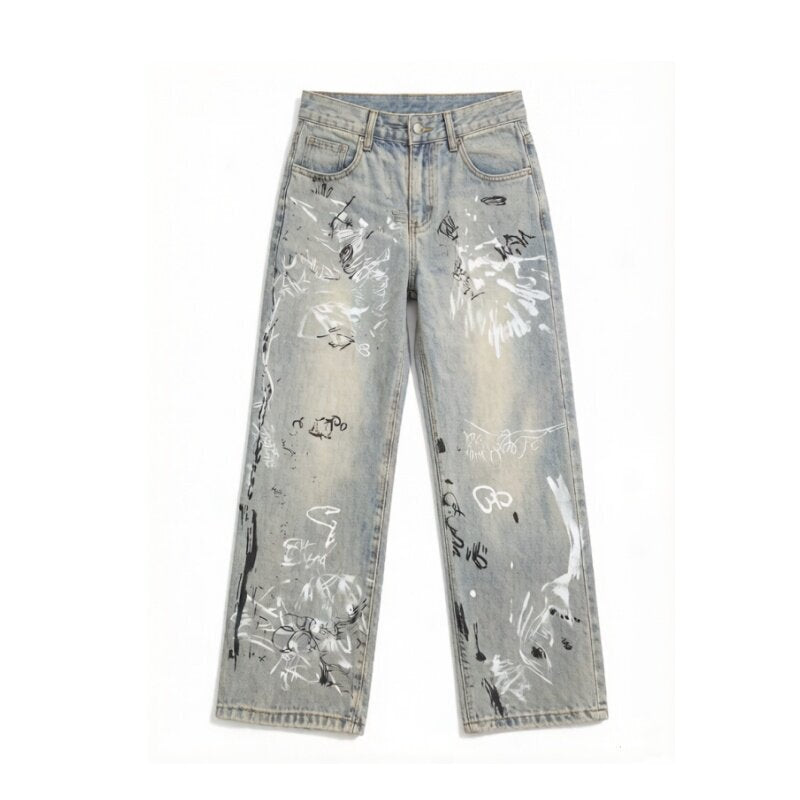 Damen Stylische Oversized Jeans mit grafischem Print Drune