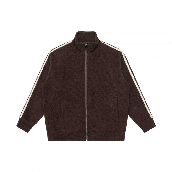 Unisex Oversize-Teddyfleece-Zippjacke mit Stehkragen und Kontraststreifen Drune