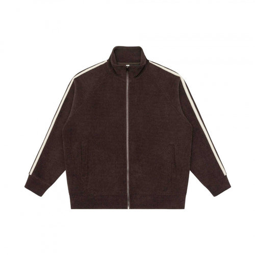 Unisex Oversize-Teddyfleece-Zippjacke mit Stehkragen und Kontraststreifen Drune