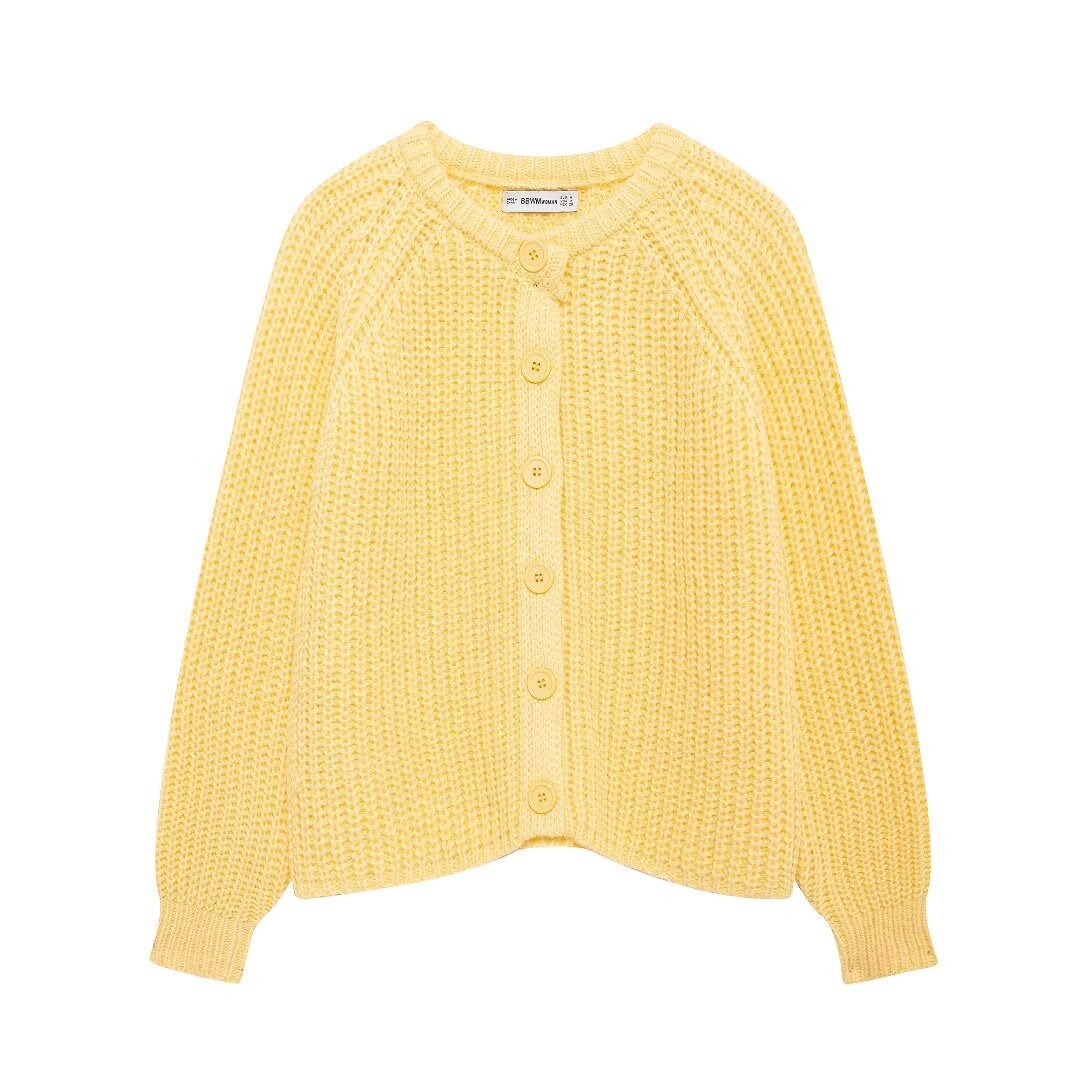 Damen nan grob gestrickte Raglan-Cardigan mit Ballonärmeln und durchgehender Knopfleiste Drune