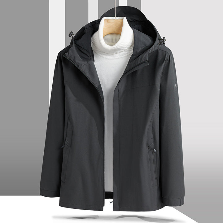 Herren Leichte technische Softshelljacke mit verstellbarer Kapuze und minimalistischer Sportpassform Drune