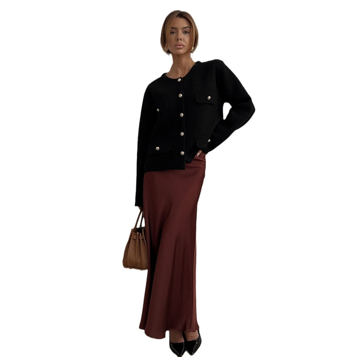 Damen Elegante Kurzjacke mit funktionalen Taschen und Knopfdetails Drune