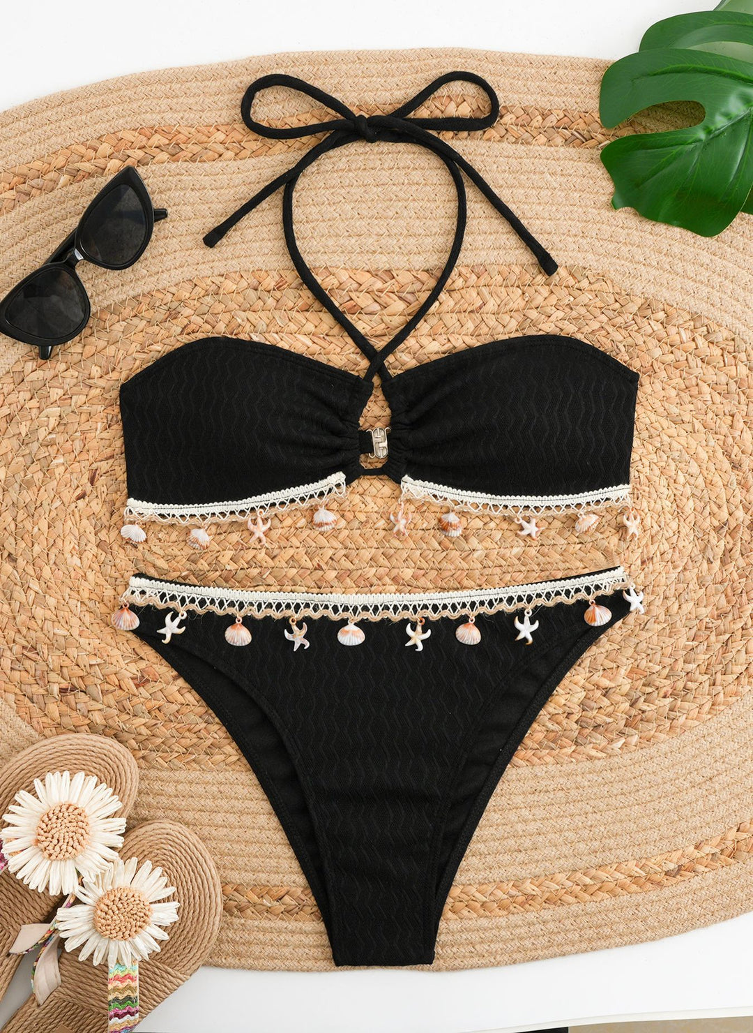 Damen Bandeau-Bikini mit Muscheldekoration Drune