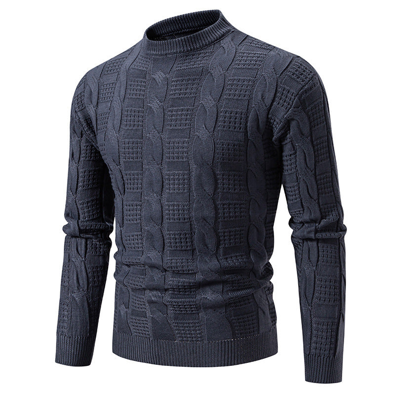 Herren eleganter Strickpullover mit hochgeschlossenem Kragen und Zopfmuster Drune