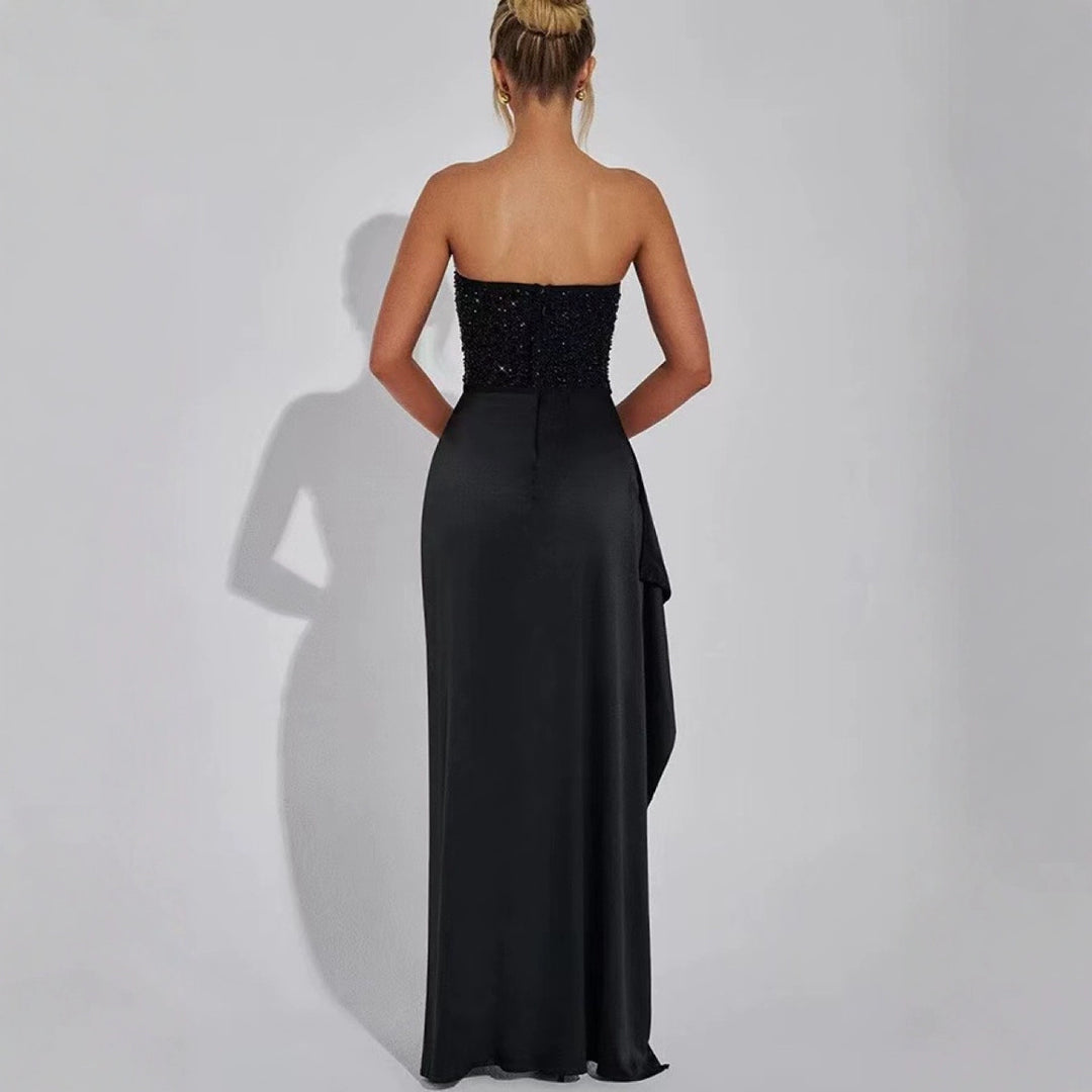 Damen Elegantes Abendkleid mit transparentem Oberteil und seitlichem Schlitz Drune