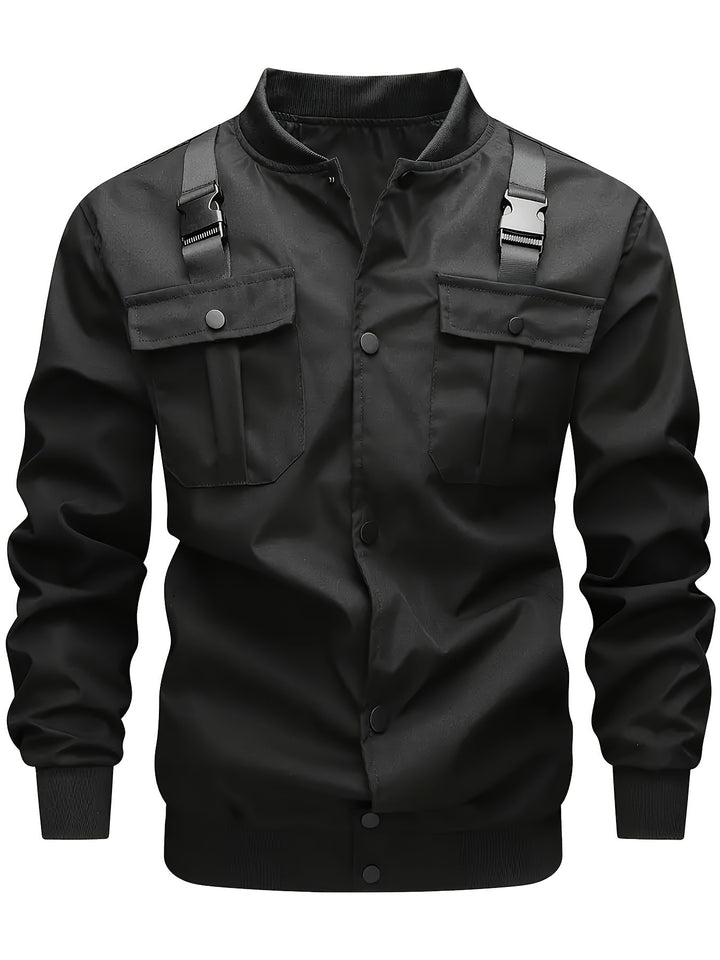 Herren Camouflage-Bomberjacke im Utility-Stil mit Brusttaschen, Schultergurten und Rippbündchen Drune