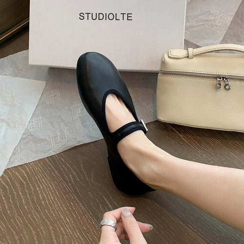 Damen elegante Mary Jane Stil Ballerinas mit verstellbarem Riemen Drune