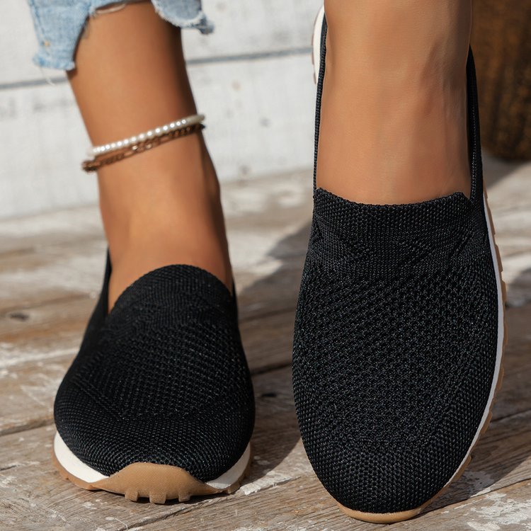 Damen Atmungsaktive Strick-Slipper mit Memory-Fußbett und rutschfester Laufsohle Drune