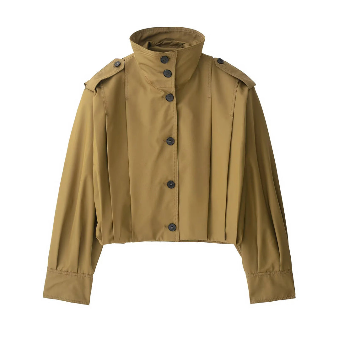Damen nan kastiges Cropped-Trenchcape mit überschnittenen Schultern und dekorativen Epauletten Drune