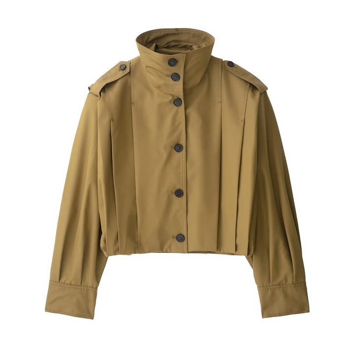 Damen nan kastiges Cropped-Trenchcape mit überschnittenen Schultern und dekorativen Epauletten Drune