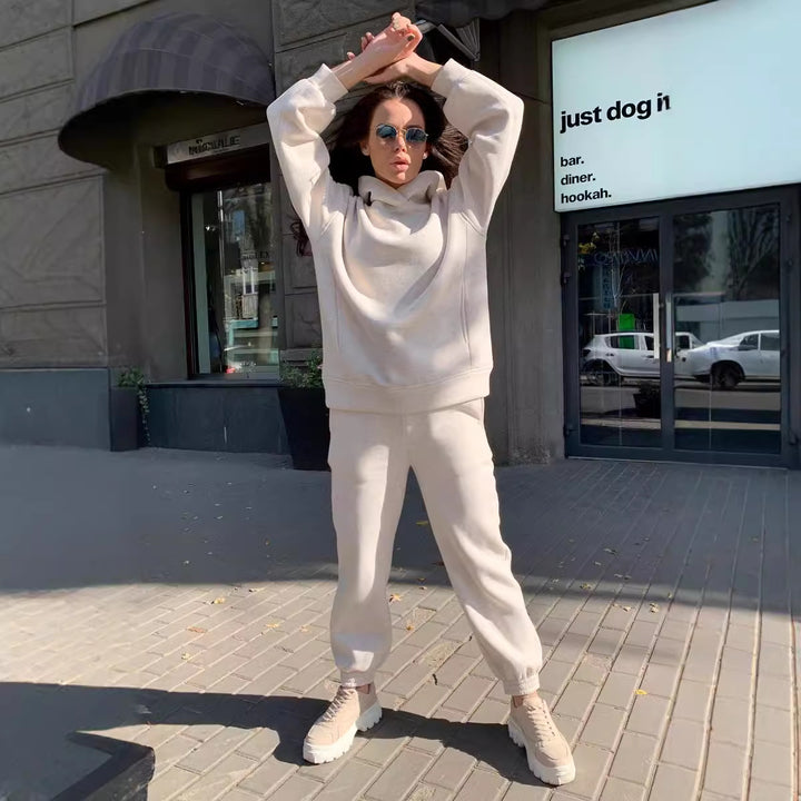 Damen Sportliches Hoodie- und Jogginghosen-Set im lässigen Design mit Kapuze Drune