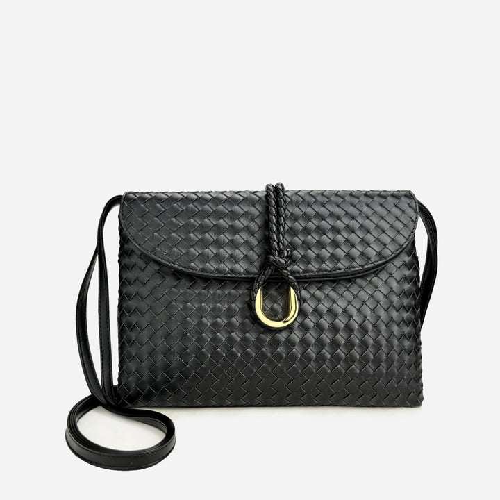 Damen handgewebte Leder-Clutch mit Distinktivverschluss Drune