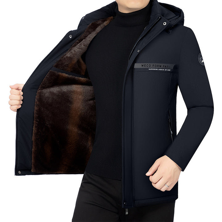 Herren Wattierte Stehkragenjacke mit wasserabweisender Oberfläche und Reißverschlusstaschen Drune