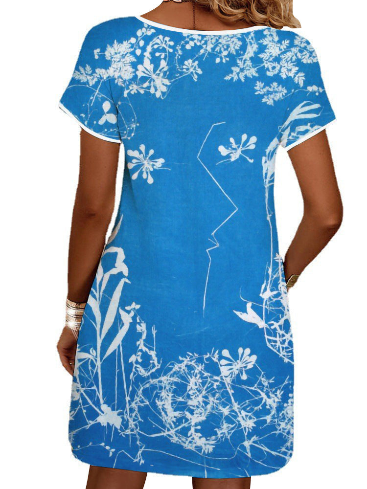 Damen Sommerliches T-Shirt-Kleid mit floralem Print Drune