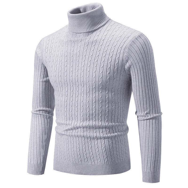 Herren nan Rollkragenpullover mit Zopfstrick und schlanker Passform Drune