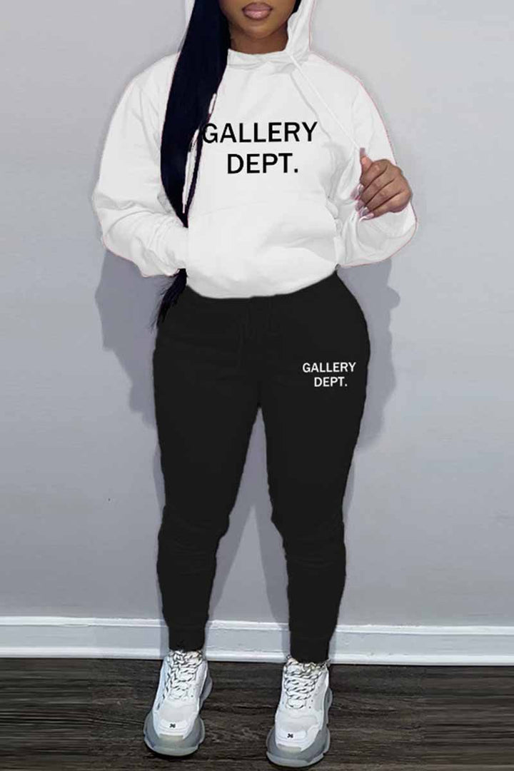 Damen urbanes Hoodie und Jogginghose Set mit modischem Schriftzug Drune