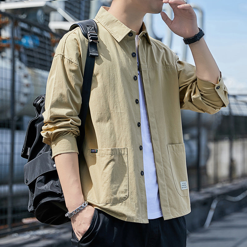 Herren Overshirt im leichten Canvas‑Utility‑Style mit Hemdkragen und aufgesetzten Taschen Drune