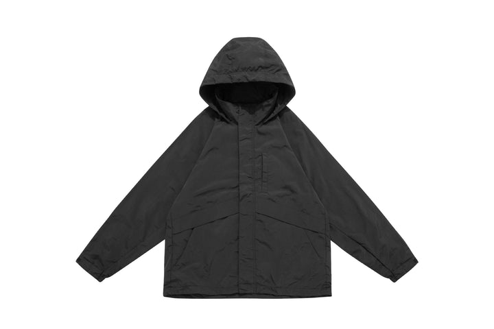 Unisex Weite wasserabweisende Kapuzenparka mit verdeckter Reißverschlussblende und Klappentaschen Drune