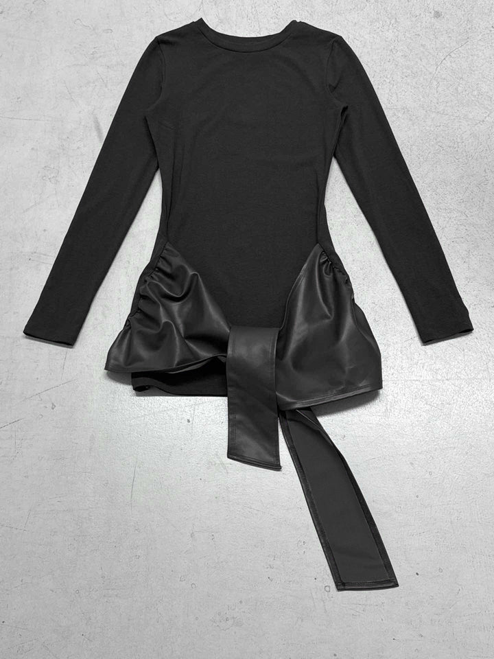 Damen Asymmetrisches Longsleeve-Tunika-Kleid mit seitlicher Schluppe Drune