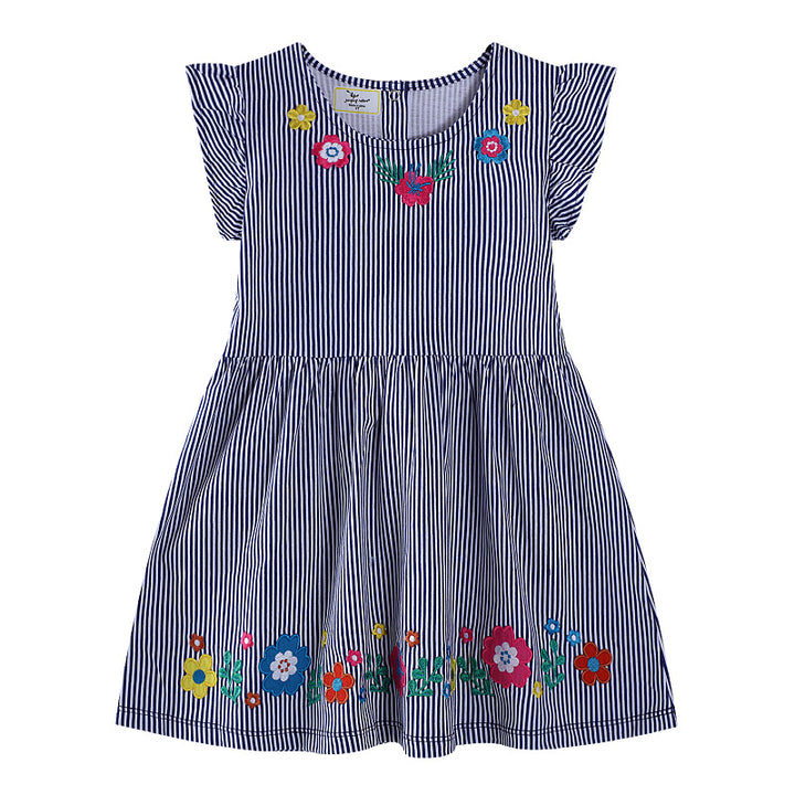 Mädchen Blumenstickerei Sommerkleid Drune