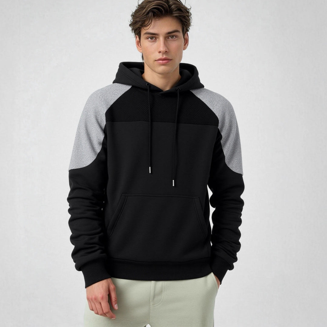 Herren Kapuzenpullover mit Struktur-Einsätzen und Kängurutasche Drune