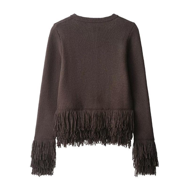 Damen Fransen Strickjacke mit exklusive Verarbeitung Drune
