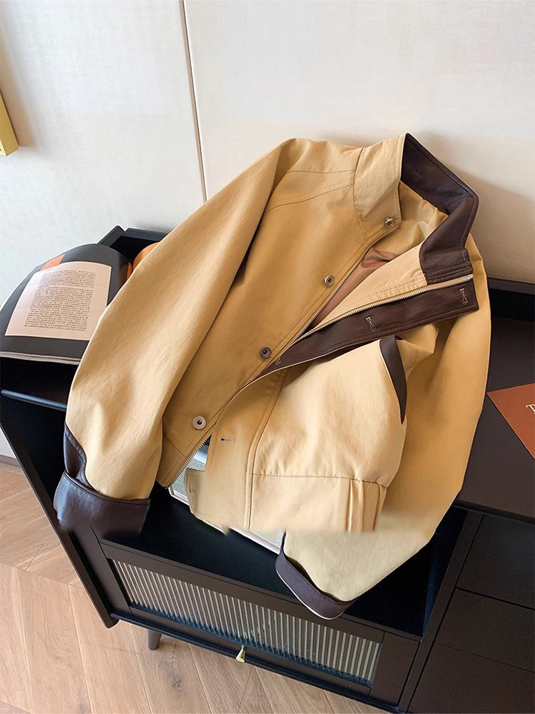 Damen Harrington-Jacke mit Lederbesatz und verdecktem Reißverschluss Drune