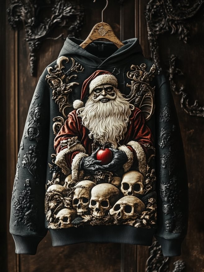 Damen Kreativer Kapuzenpullover mit Skelett- und Weihnachtsmotiv Drune