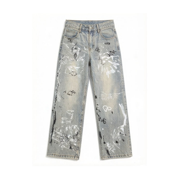 Damen Modische Graffiti Jeans Drune