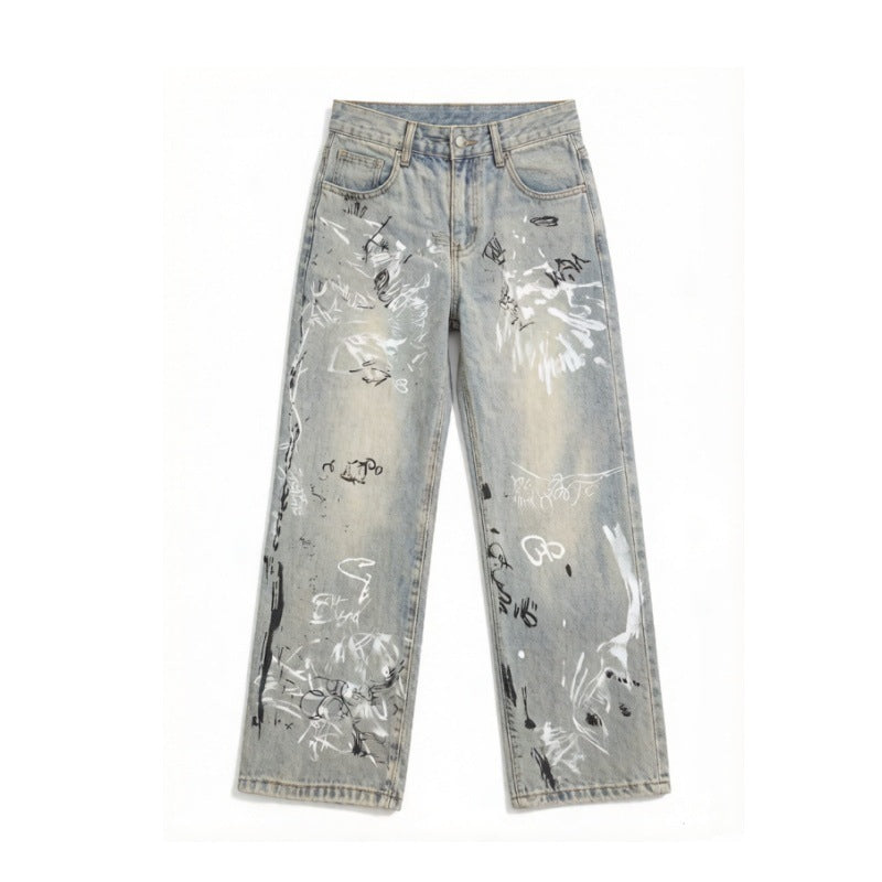 Damen Modische Ripped Skinny Jeans mit kreativen Grafiken Drune