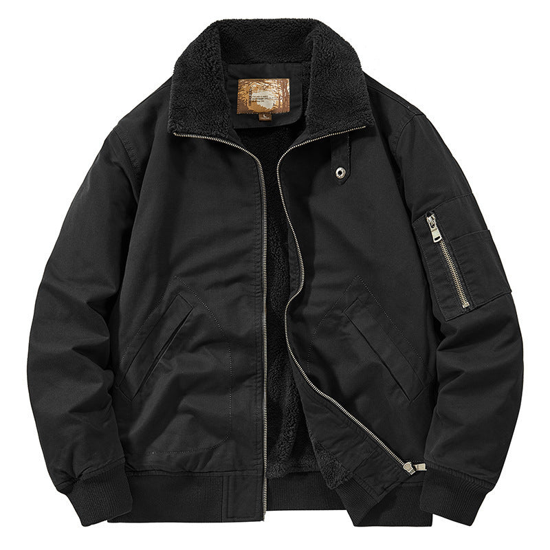 Herren Teddygefütterte Pilot-Bomberjacke mit Sherpa-Innenfutter und Ärmeltasche Drune