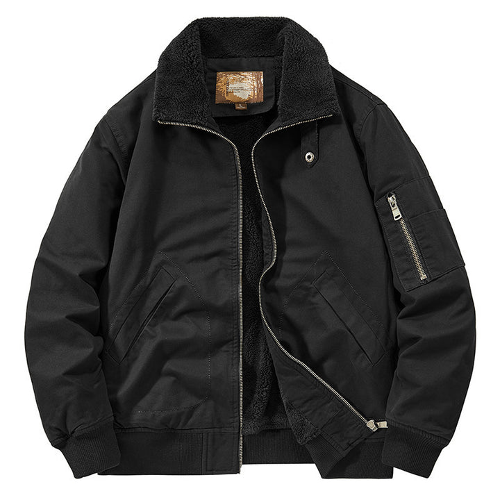 Herren Teddygefütterte Pilot-Bomberjacke mit Sherpa-Innenfutter und Ärmeltasche Drune