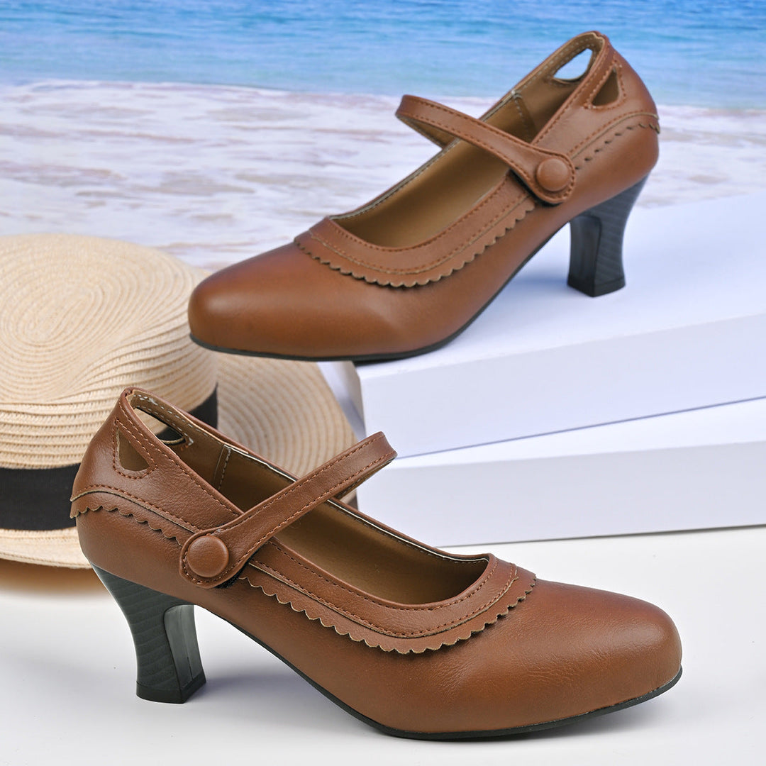 Damen Absatzschuhe mit verstellbarem Riemen und eleganter Schnalle Drune