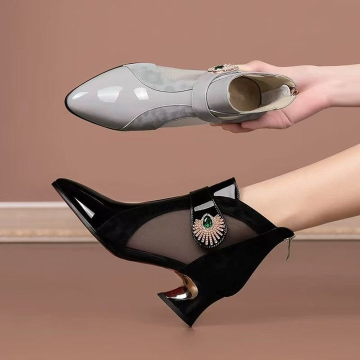 Damen Elegante Stiefeletten mit transparenten Einsätzen Drune