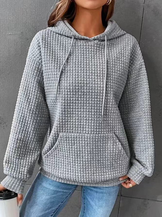 Damen luftiger Hoodie mit strukturiertem Gewebe und Kapuze Drune