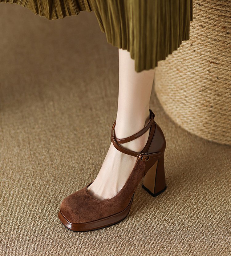 Damen elegante Mary Jane Pumps mit luxuriösem Blockabsatz Drune