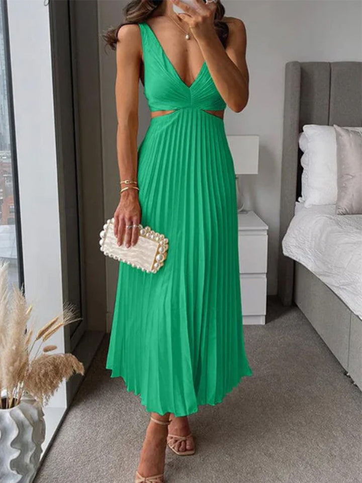 Damen Maxikleid mit plissiertem Design und kunstvollen Cut-Out-Details Drune
