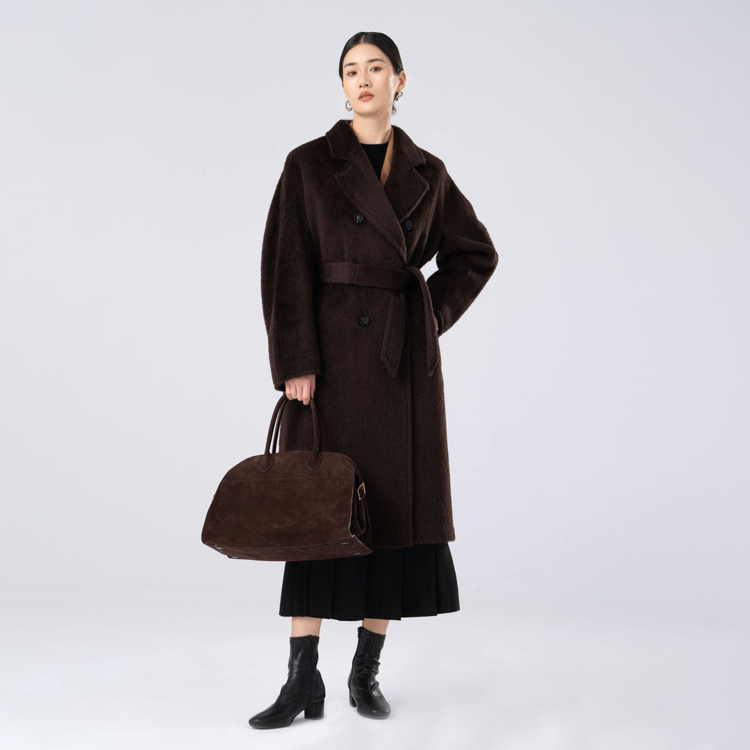 Damen Luxuriöser Doppelreihiger Fleece-Mantel Drune