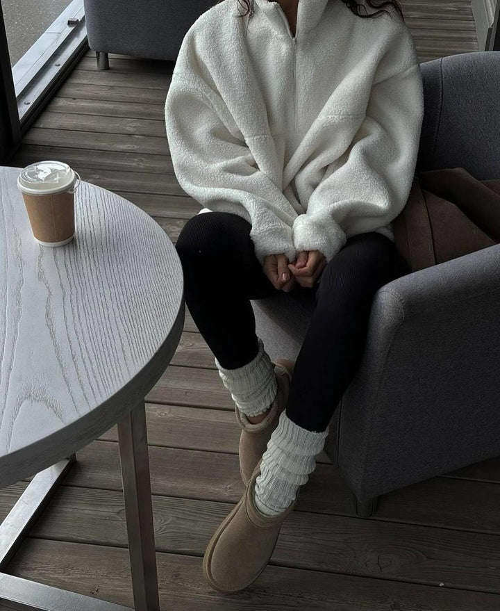 Drune | Sherpa Halb Reißverschluss Stehkragen Sweatshirt