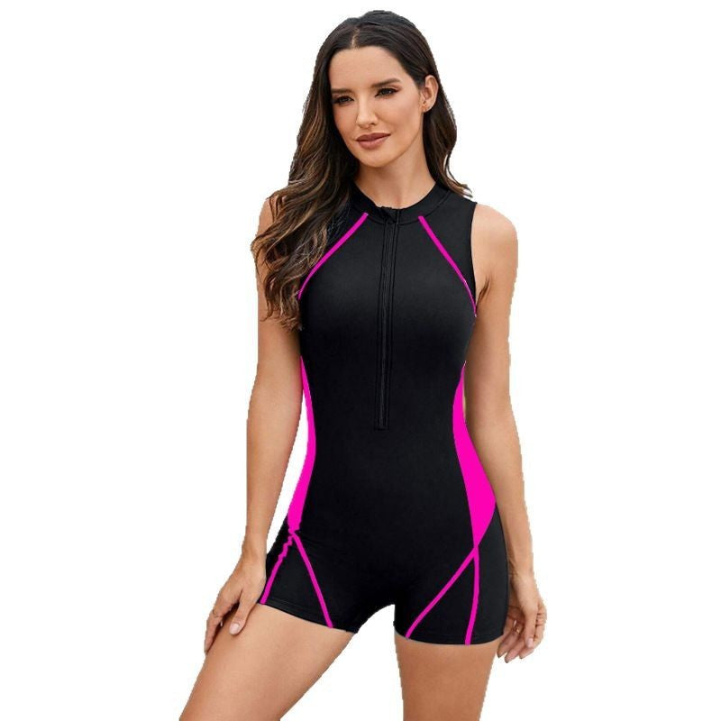 Damen Sportlicher Schwimmanzug mit Reißverschluss Drune
