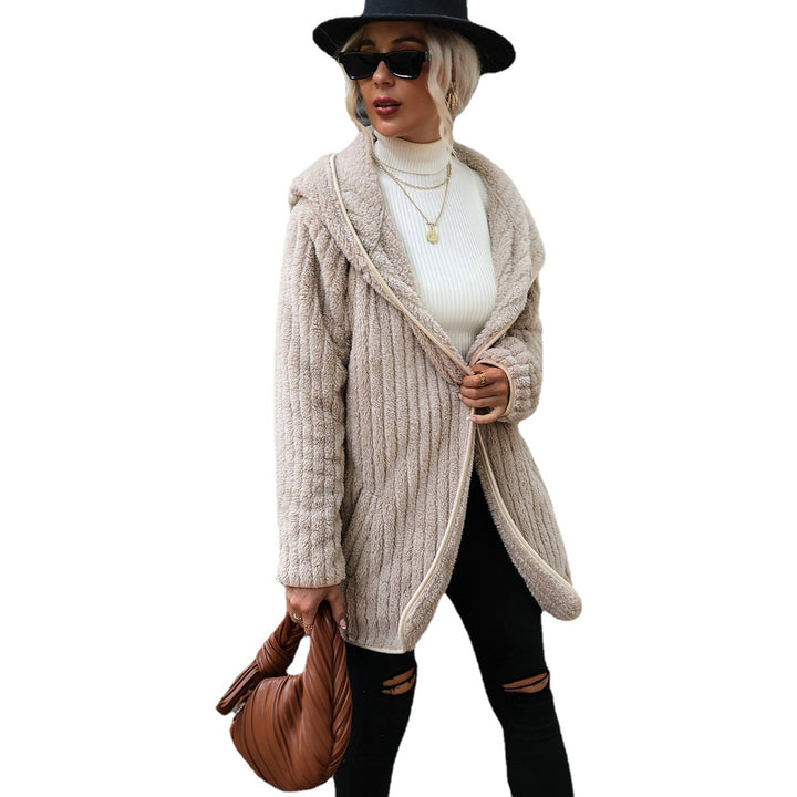 Damen Flauschige Langjacke im strukturierten Design Drune