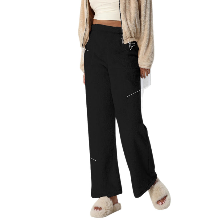 Damen Kuschelige Lounge‑Hose mit weitem Bein, Fleecegefüttert und Kordelzug Drune