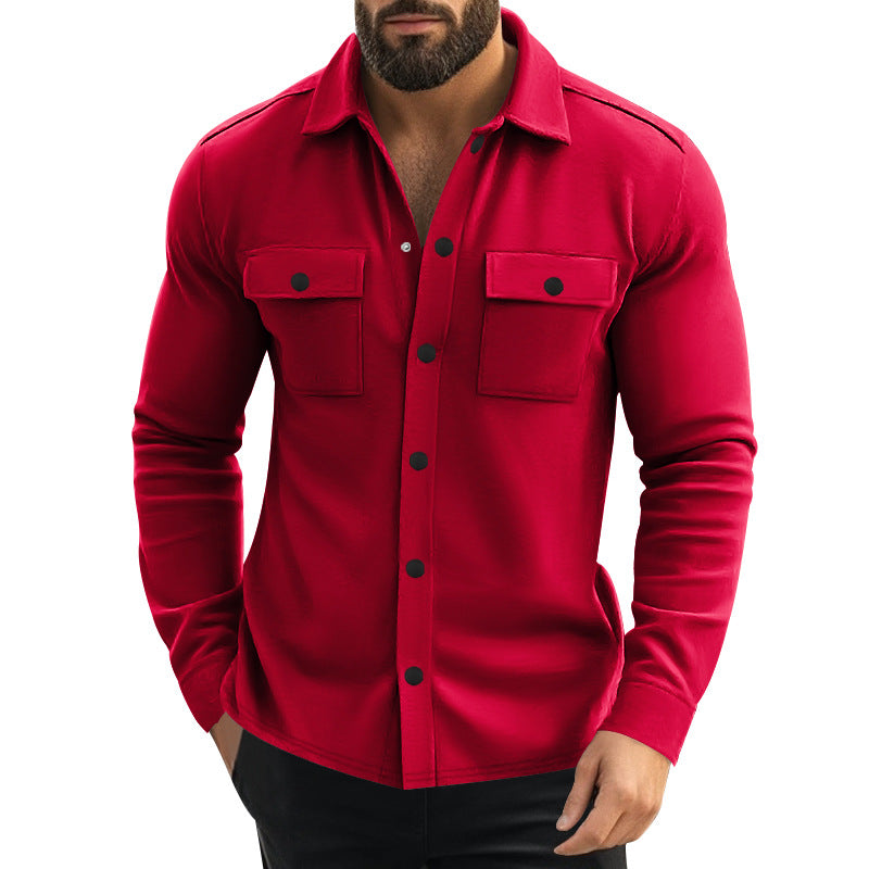 Herren Overhemdjacke mit zwei aufgesetzten Taschen und strukturiertem Stoff Drune